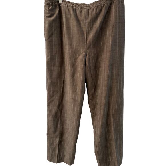 Eskandar Wool Stripe Taupe Pull On Woman Pants Size M-L - Picture 1 of 10